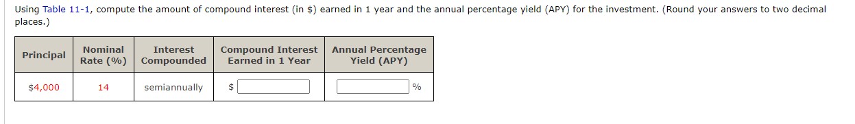 \\ \hline$6,000 & 4 & 11 & annually & $ & \\
