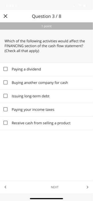 the OPERATING section of the cash flow statement this year? (Check all
