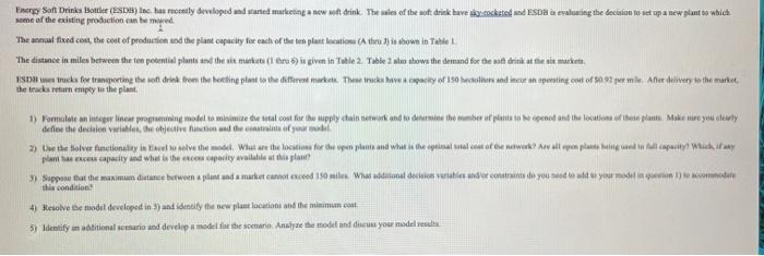  please solve using excel and show all steps/equations Energy Son Drinks