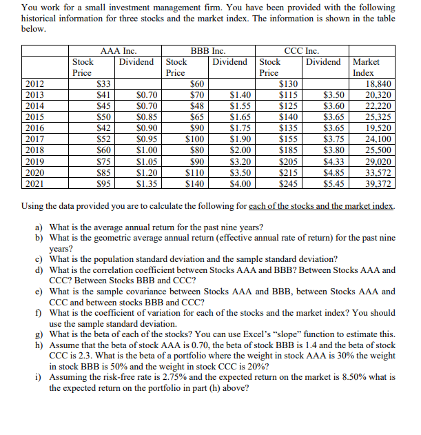 Hiii, please include detailed explanations using excel. Thank youuu! You work for
