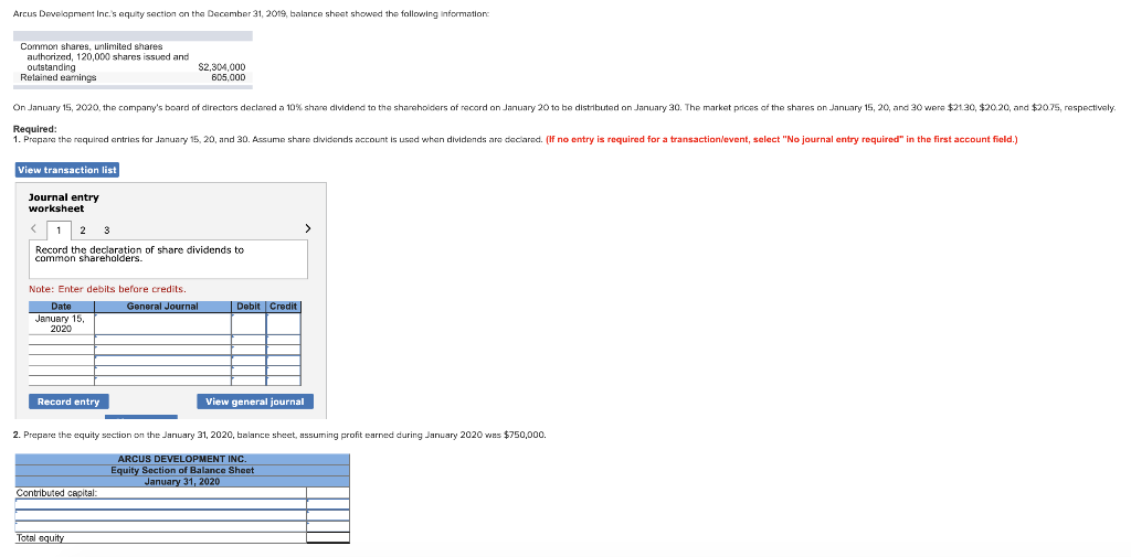  Arcus Development Inc.'s equity section on the December 31, 2019, balance