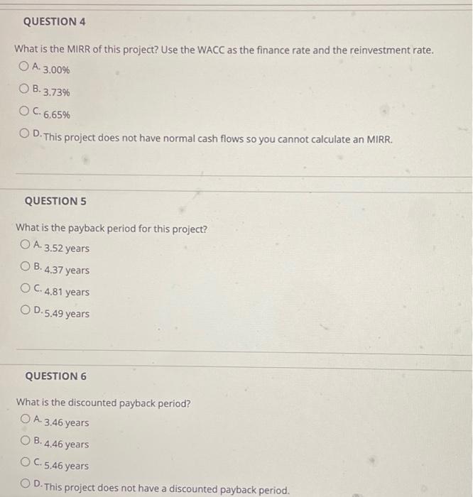 The WACC for the firm is 8.30% Year 0 un W NP