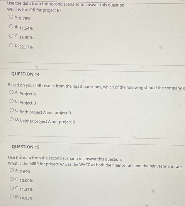 9-21. Below are the estimated cash flows for two mutually exclusive projects