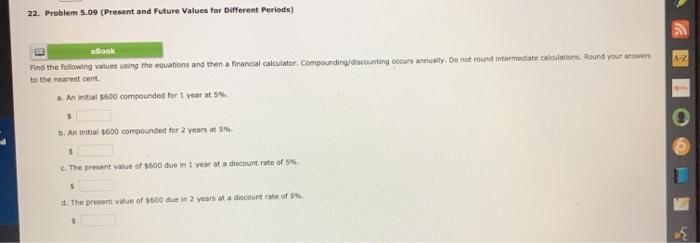  22. Problem 5.09 (Present and Future Values for Different periods) eBook