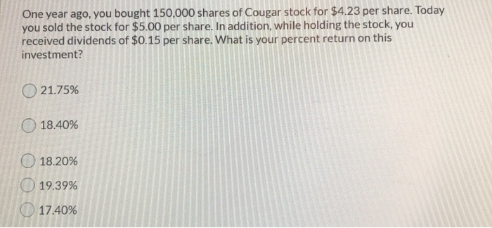 of Delta Company? 19.00% 18.00% 18.50% 19.50% cannot be determined with the