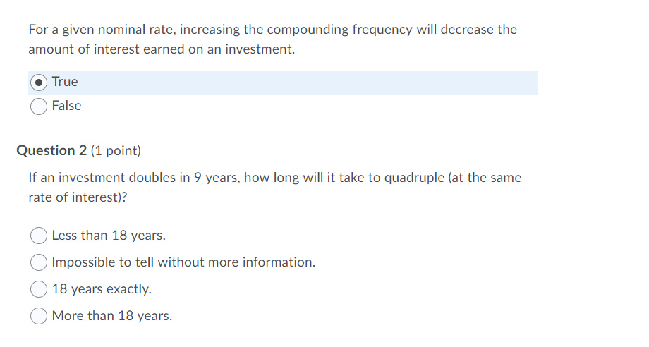 Please I need help with these questions thanks For a given nominal