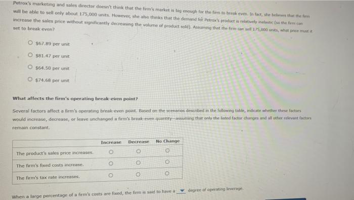 its costs. These costs include both its foued and its variable costs.