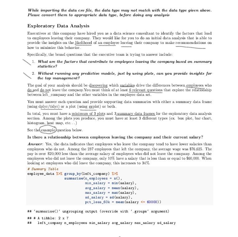 Please help with the 3 plots and 3 summary data frames to