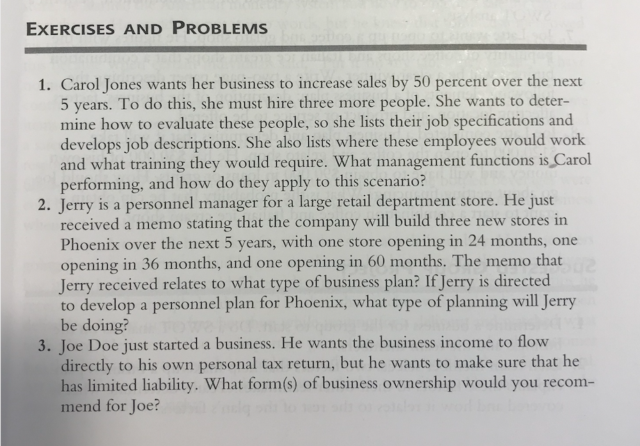 I need number 2 done and explained please! EXERCISES AND PROBLEMS 1.