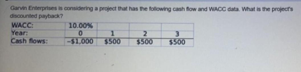  Please answer with steps Garvin Enterprises is considering a project that