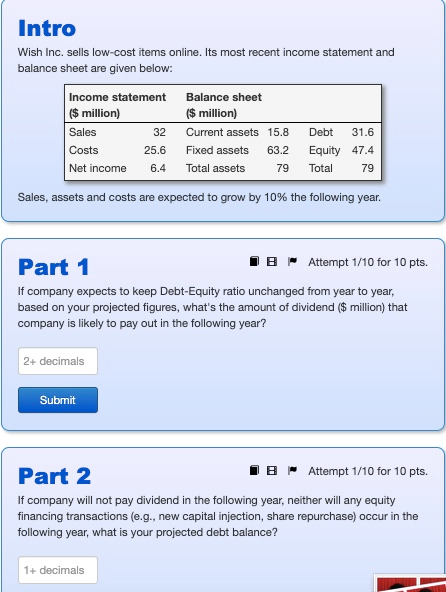  Intro Wish Inc. sells low-cost items online. Its most recent income