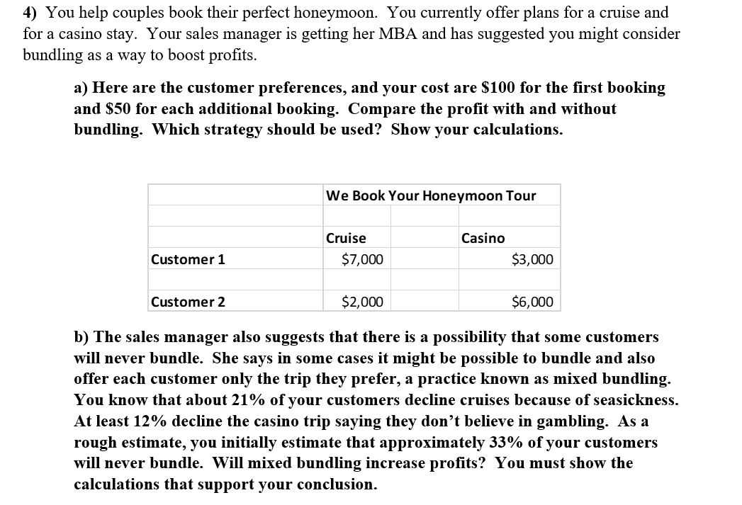 Need help for financial management 4) You help couples book their perfect