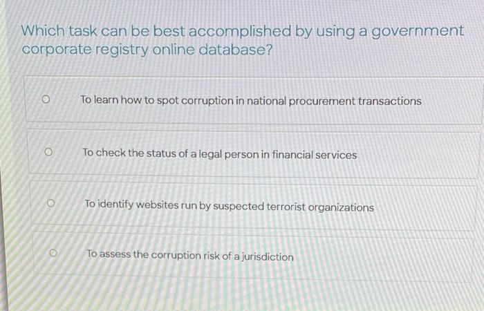 question related to banking AML Which task can be best accomplished by