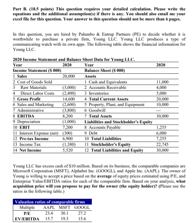  Part B. (18.5 points) This question requires your detailed calculation. Please