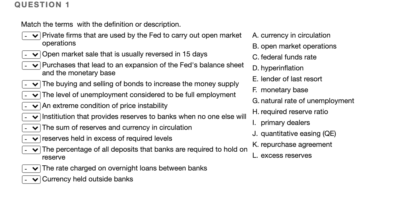 Match the terms with the definition or description. - Private firms