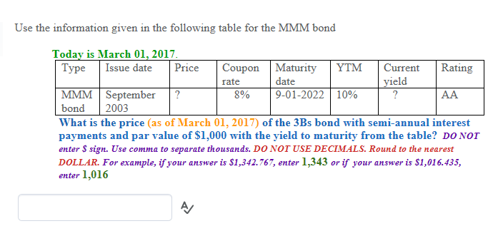  Use the information given in the following table for the MMM