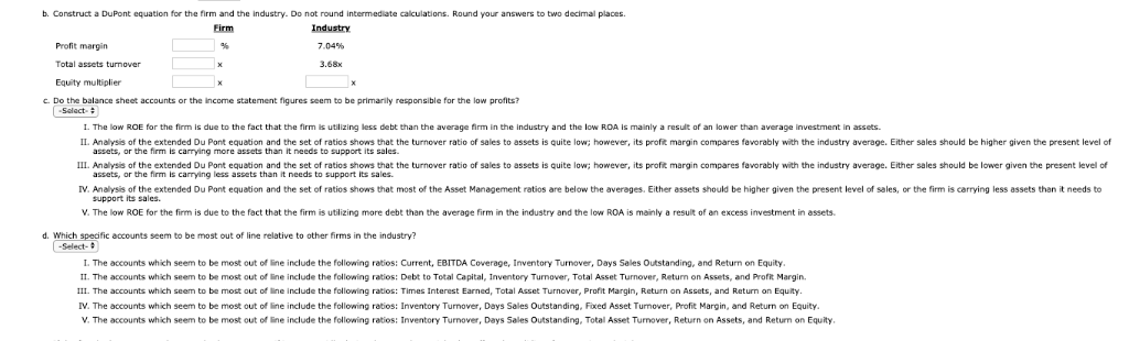 fund payment on its debt. The most recent industry average ratios and