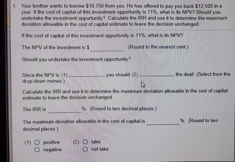 please solve this problem and show formula steps. it's one problem with