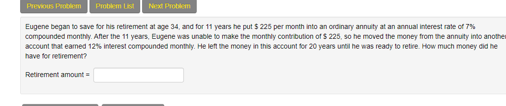 Previous Problem Problem List Next Problem Eugene began to save for