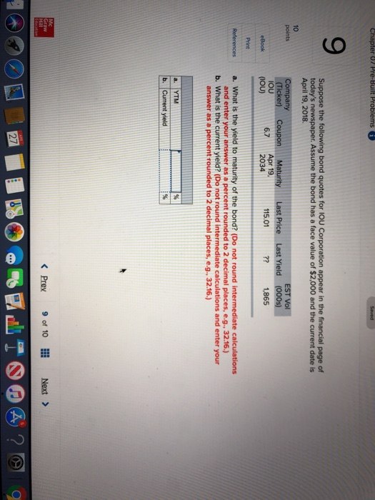  Chapter 07 Pre-Built Problems 9 Suppose the following bond quotes for