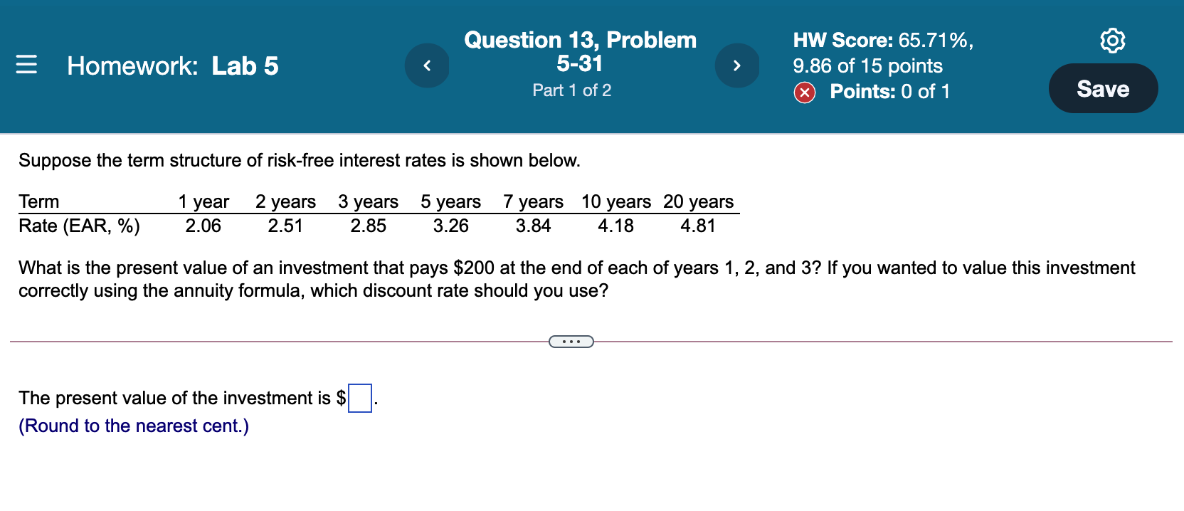III = Homework: Lab 5 Question 13, Problem 5-31 Part 1