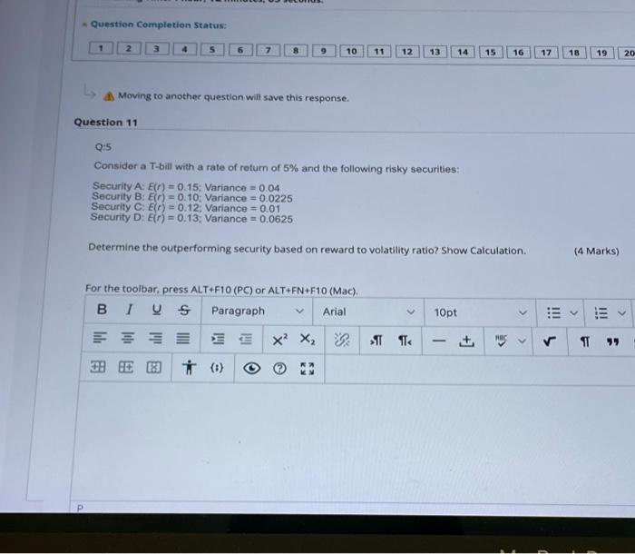  Question Completion Status: 1 2 3 5 6 7 10 11