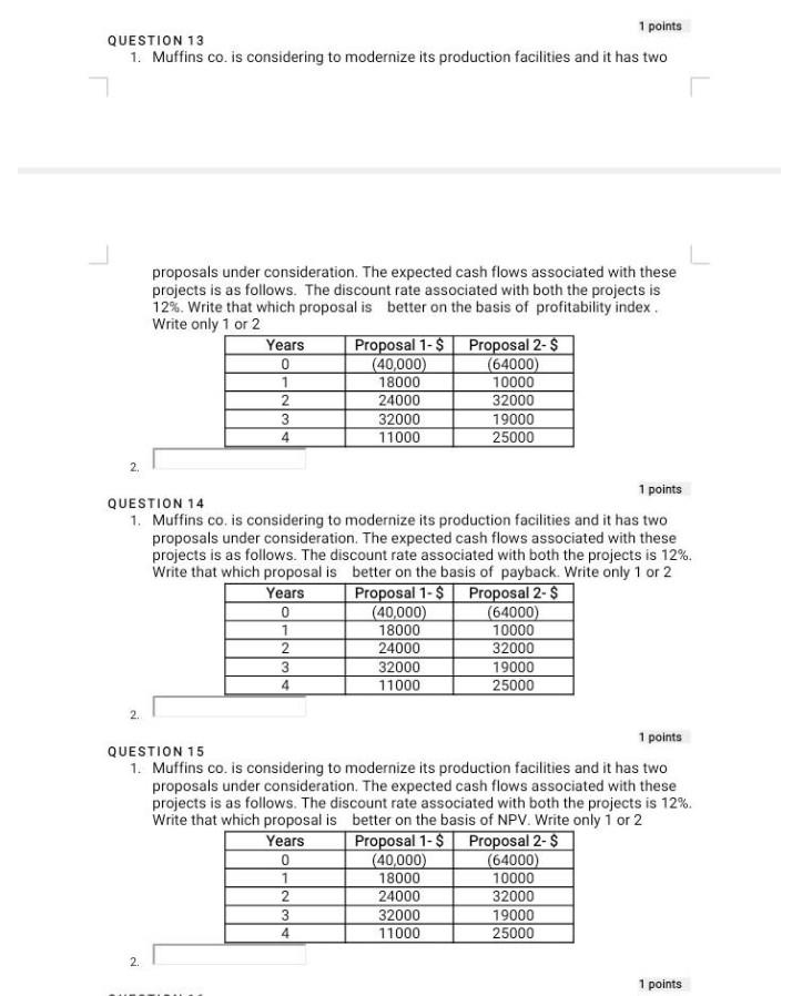 its production facilities and it has two proposals under consideration. The expected