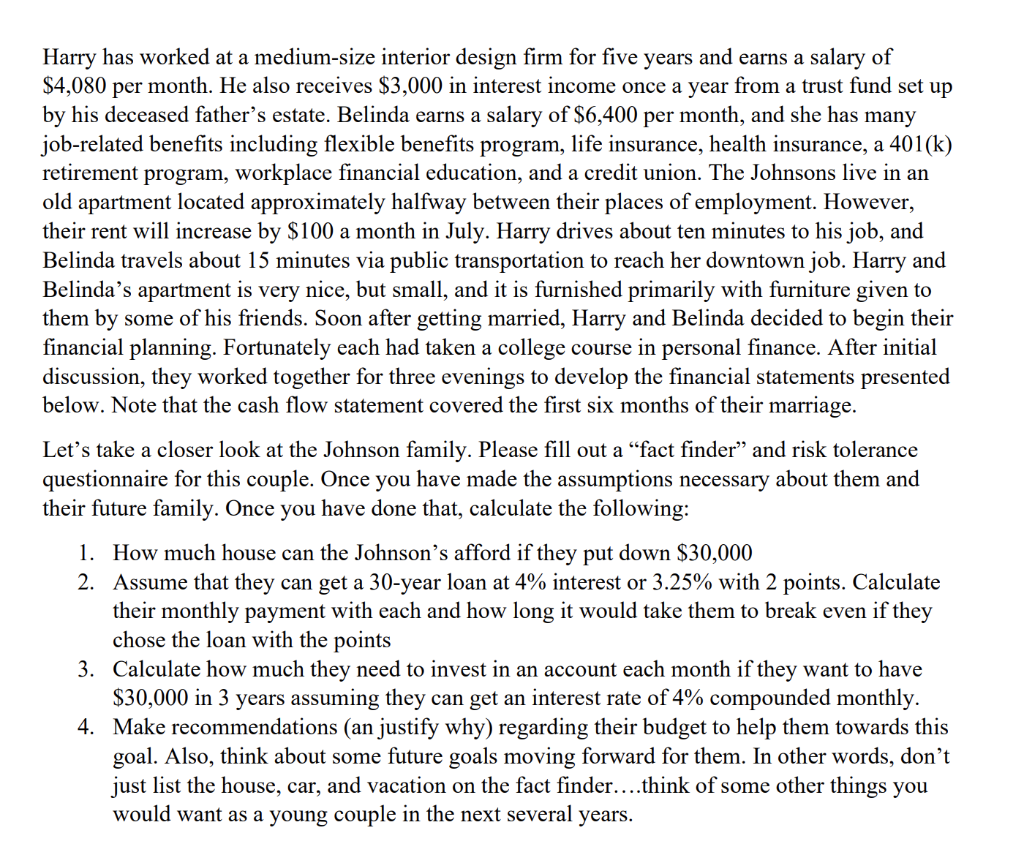 Please help with questions 1-4 Harry has worked at a medium-size interior