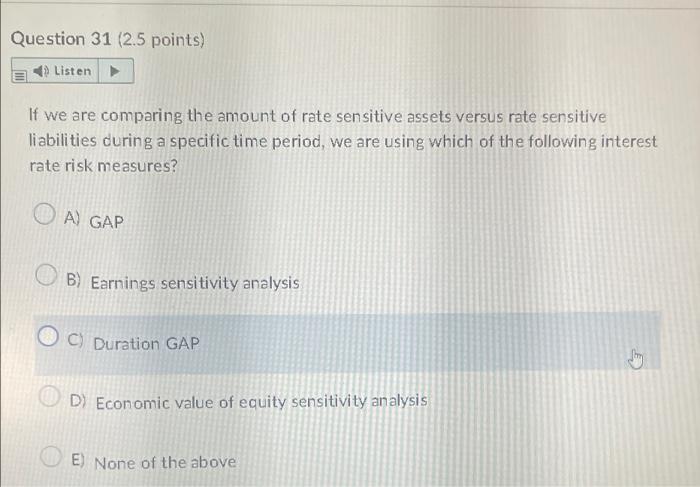 A) risk that assets and liabilities take on new rates at different