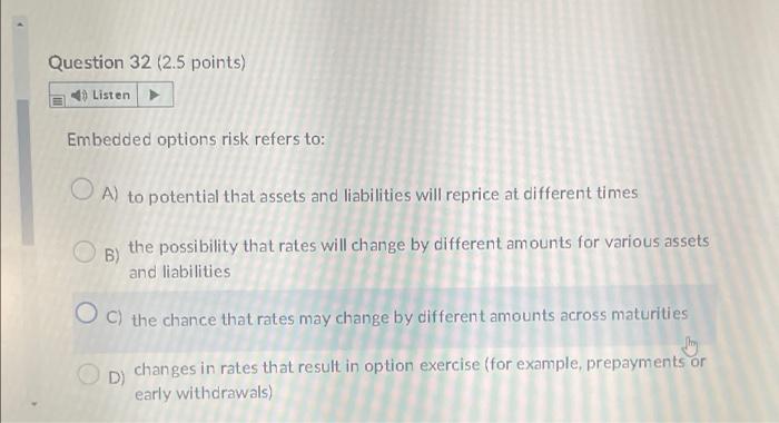 times B) risk associated with change in market rate differentials across various