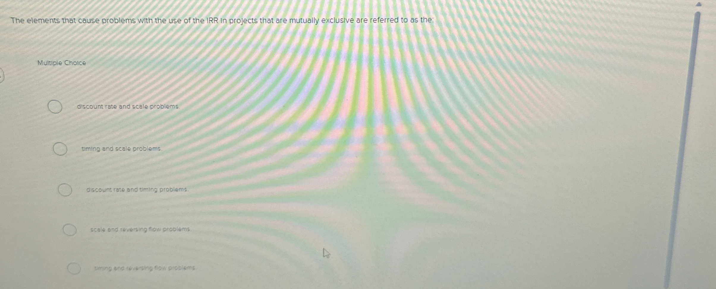  The elements that cause problems with the use of the IRR