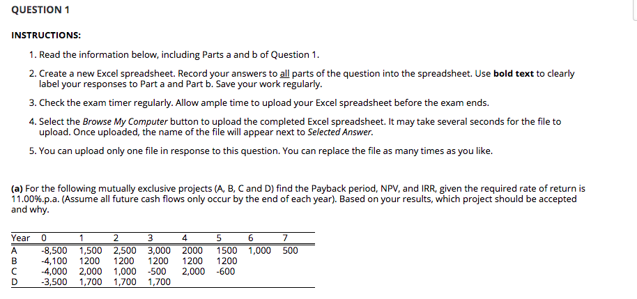 QUESTION 1 INSTRUCTIONS: 1. Read the information below, including Parts a