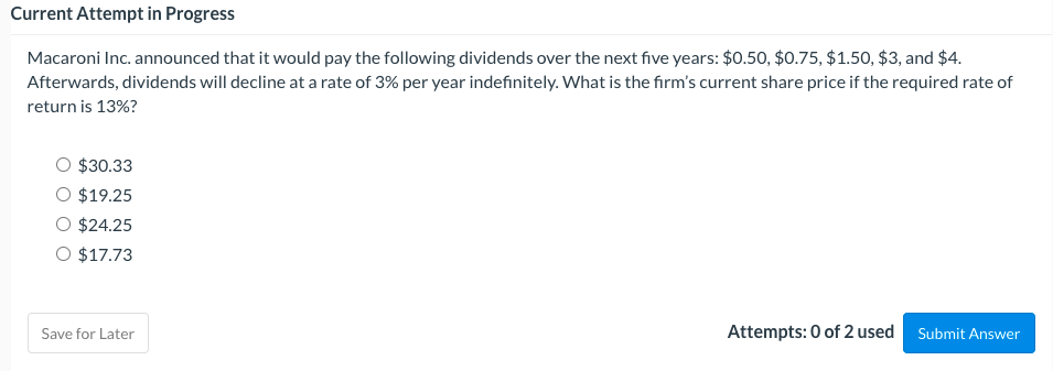 7) Current Attempt in Progress Macaroni Inc. announced that it would pay