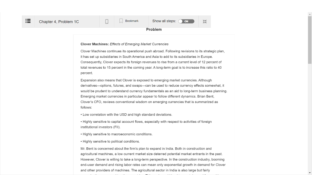  is Chapter 4. Problem 1C 0 Bookmark Show all steps: ON