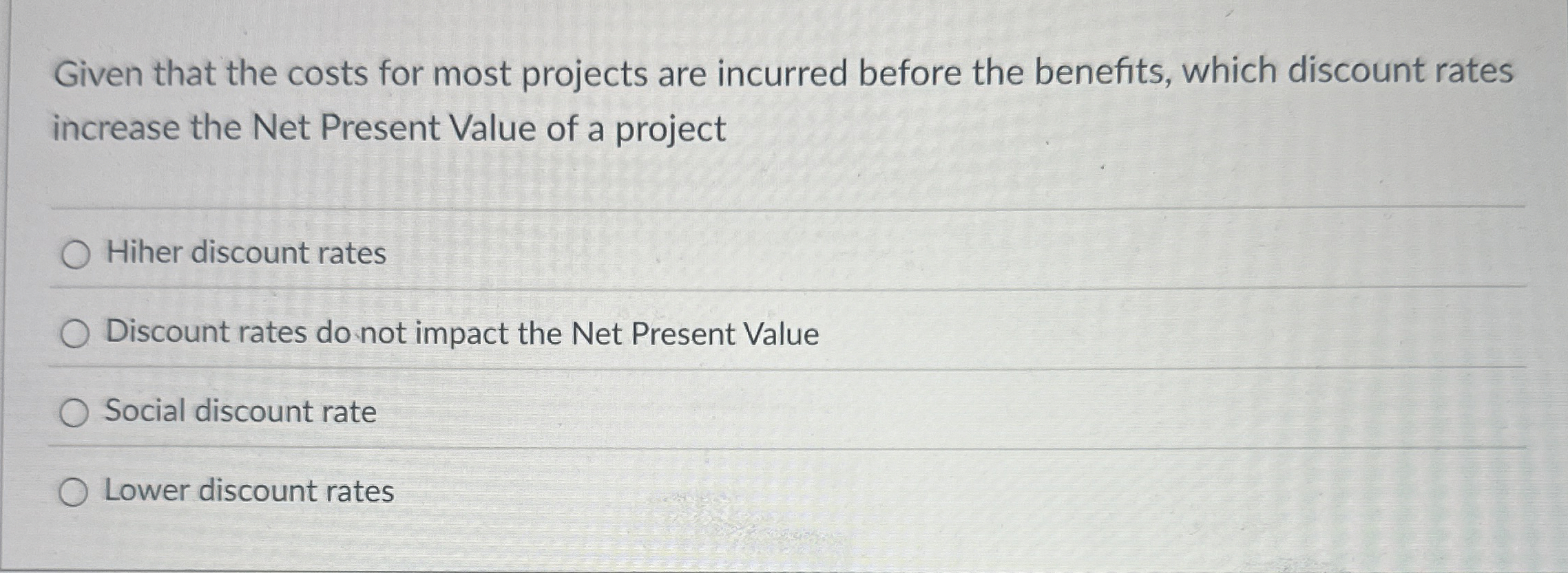  Given that the costs for most projects are incurred before the