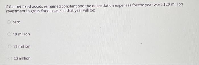 a&b If the net fixed assets remained constant and the depreciation expenses