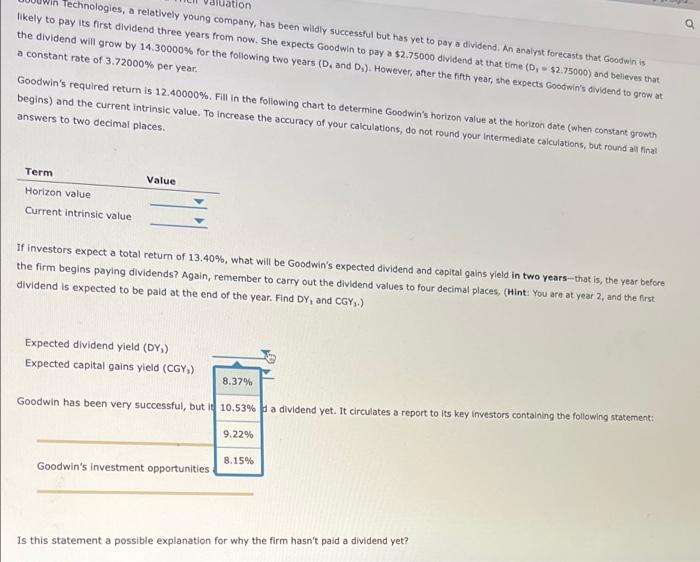 Goodwin to pay a $2.75000 dividend at that time (D. - $2.75000)