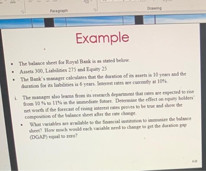  - Drawing Paragraph Example . . The balance sheet for Royal
