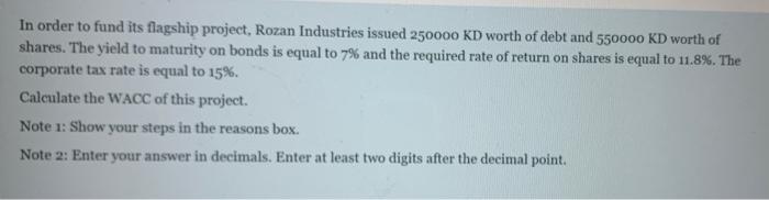  In order to fund its flagship project, Rozan Industries issued 250000