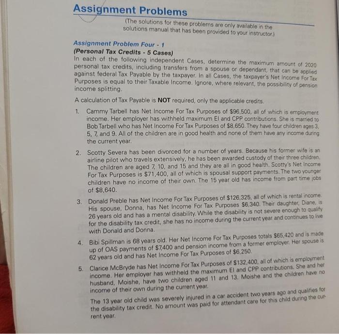  Assignment Problems (The solutions for these problems are only available in