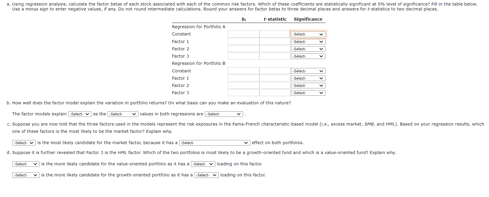 monthly excess returns to two different actively managed stock portfolios (A and