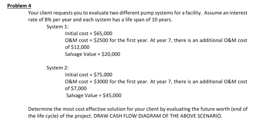  Problem 4 Your client requests you to evaluate two different pump