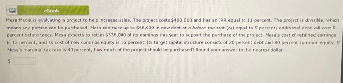 please ensure correct work Mesa Media is evaluating a project to help