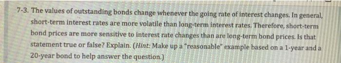 please use excel spreadsheet if needed and show all work please! 7-3.