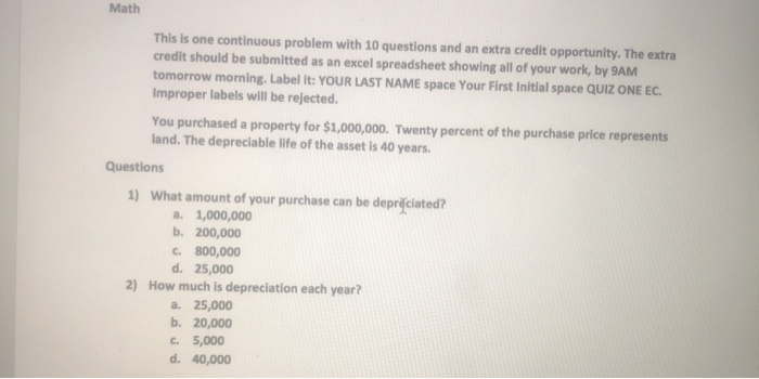  Math This is one continuous problem with 10 questions and an