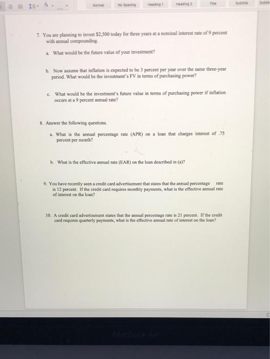 Find the future value one year from now of a $7,000 investment