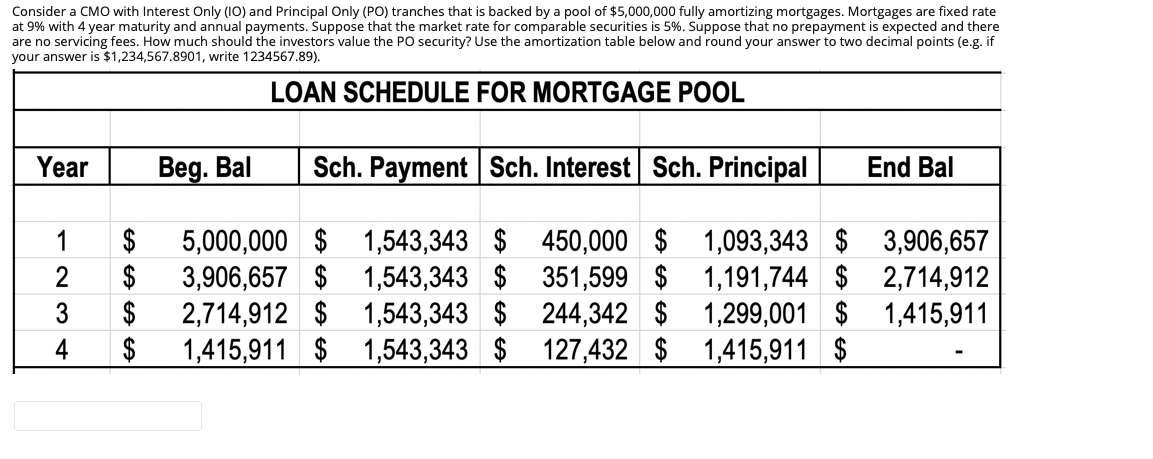 Please answer as soon as possible Consider a CMO with Interest Only