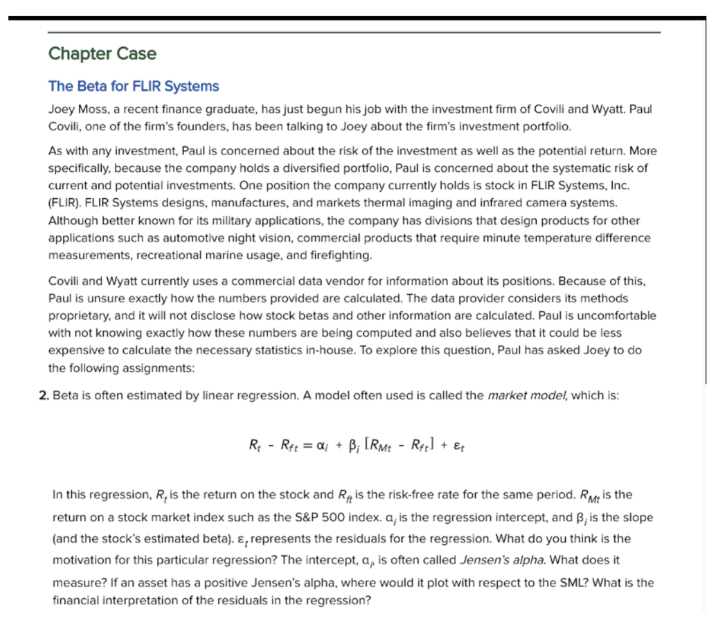  Chapter Case The Beta for FLIR Systems Joey Moss, a recent
