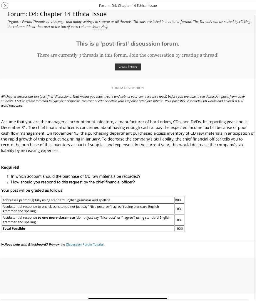 Forum: D4: Chapter 14 Ethical Issue Forum: D4: Chapter 14 Ethical