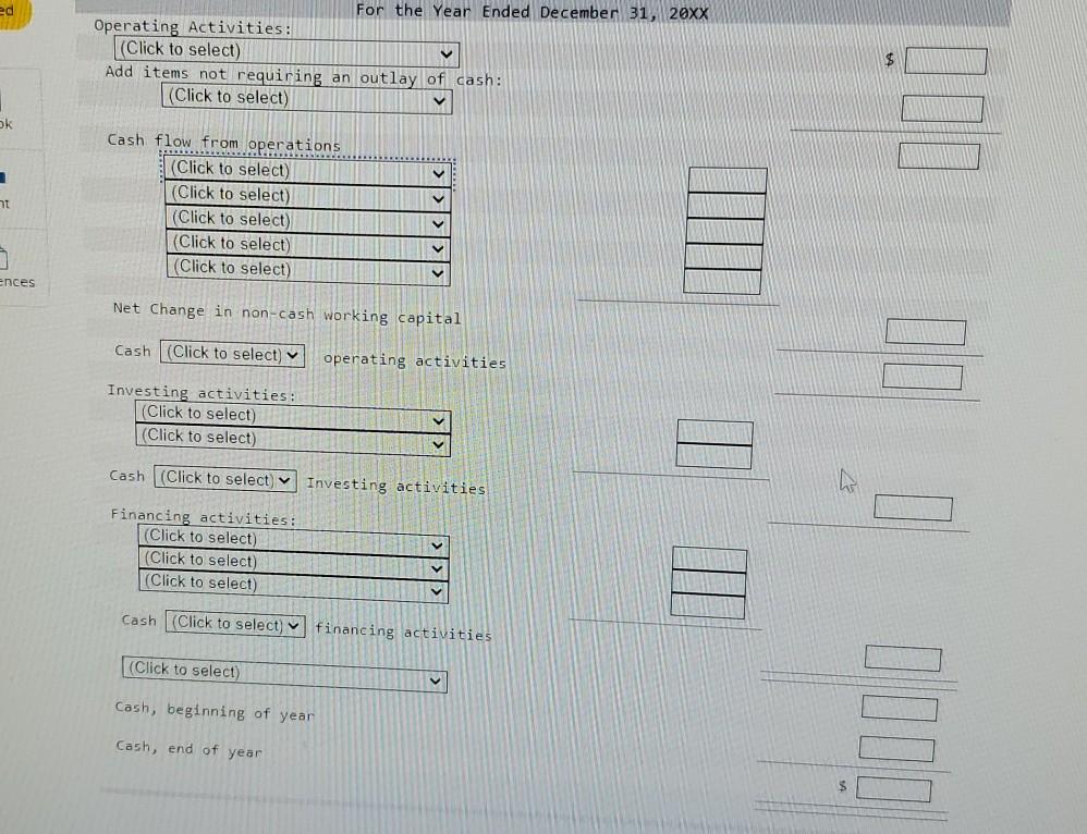 20XX and Comparative Balance Sheets for 20XW and 20XX of Maris Corporation:
